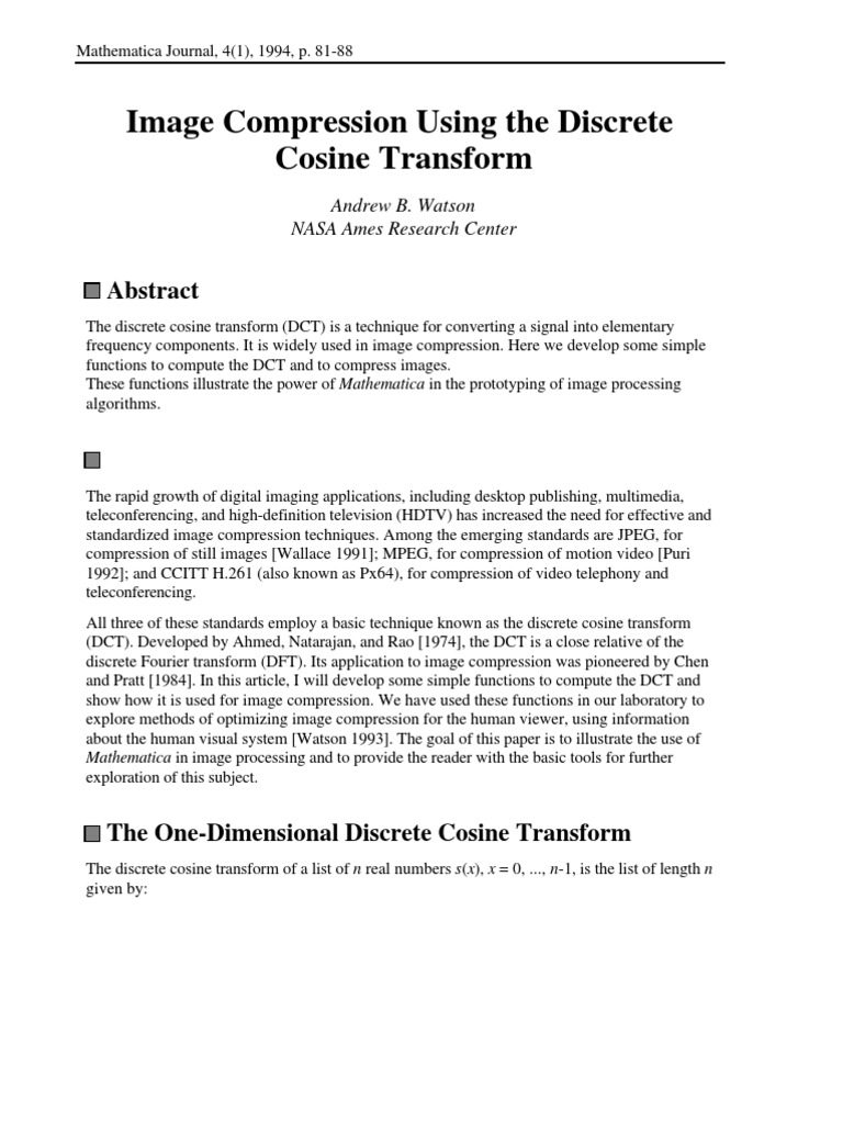 DCT in Image Processing | PDF