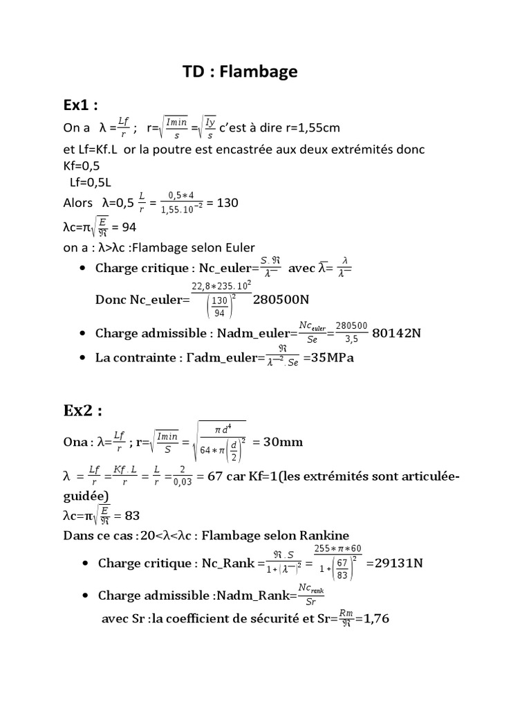 Flambage des poutres : Analyse et calculs | PDF | Flambage | Ingénierie ...