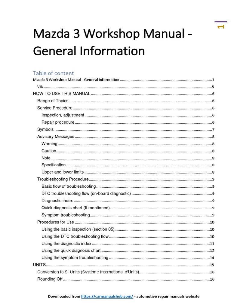 Mazda 3 Manual General Information PDF Electrical