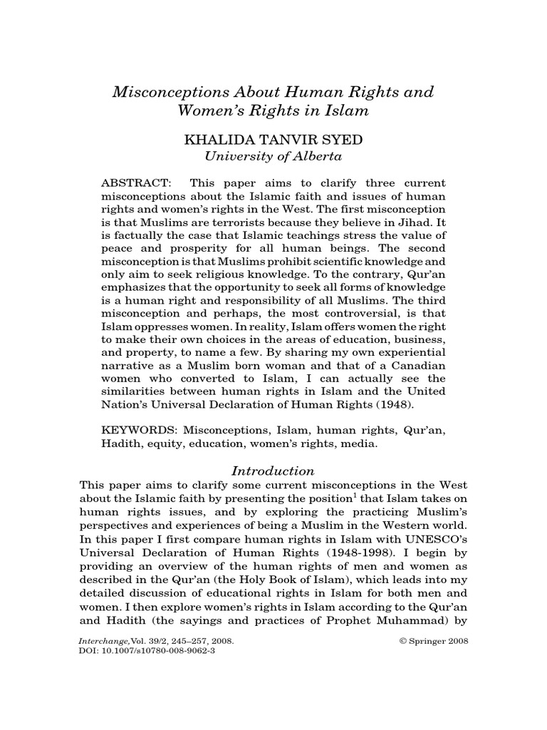 Misconceptions About Human Rights and Women's Rights in Islam | PDF ...
