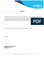 Certifica: Andres de Jesus Carmona Rendon Coordinador de Nomina. Emtelco S.A.S