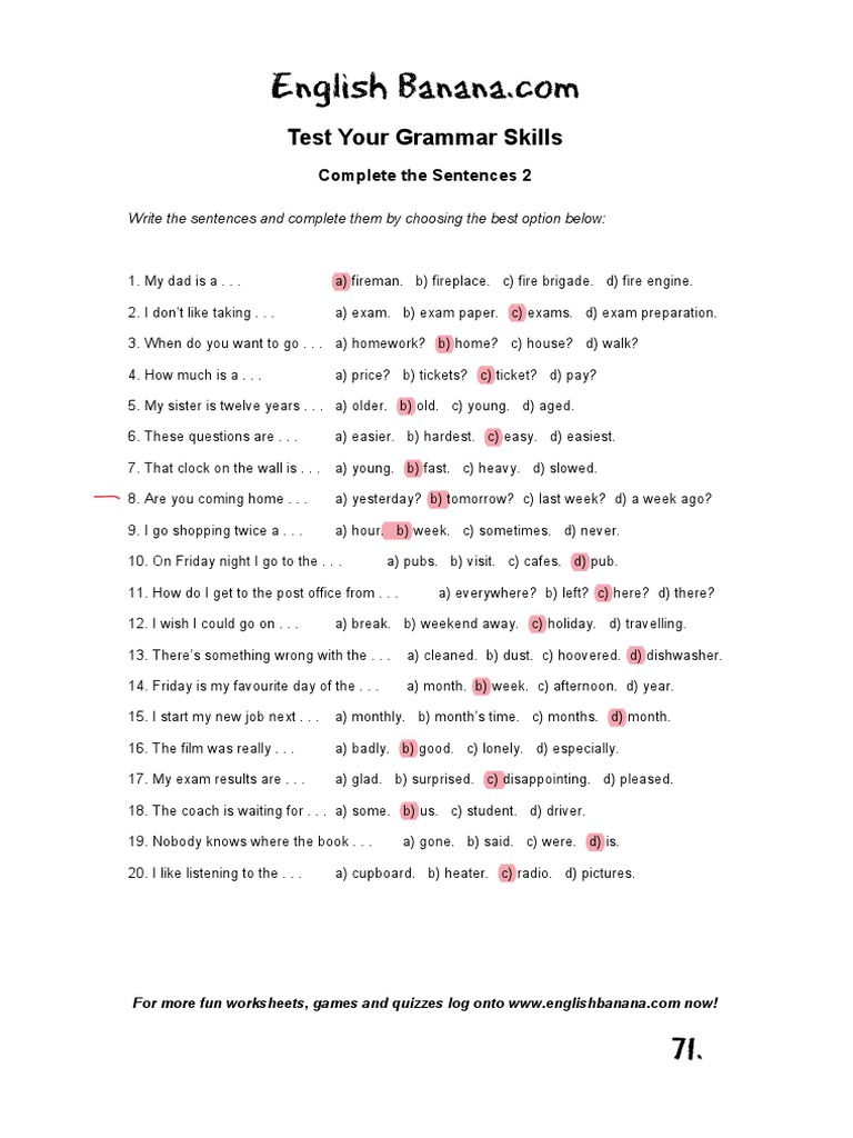 Grammar Practice for ESL Learners | PDF