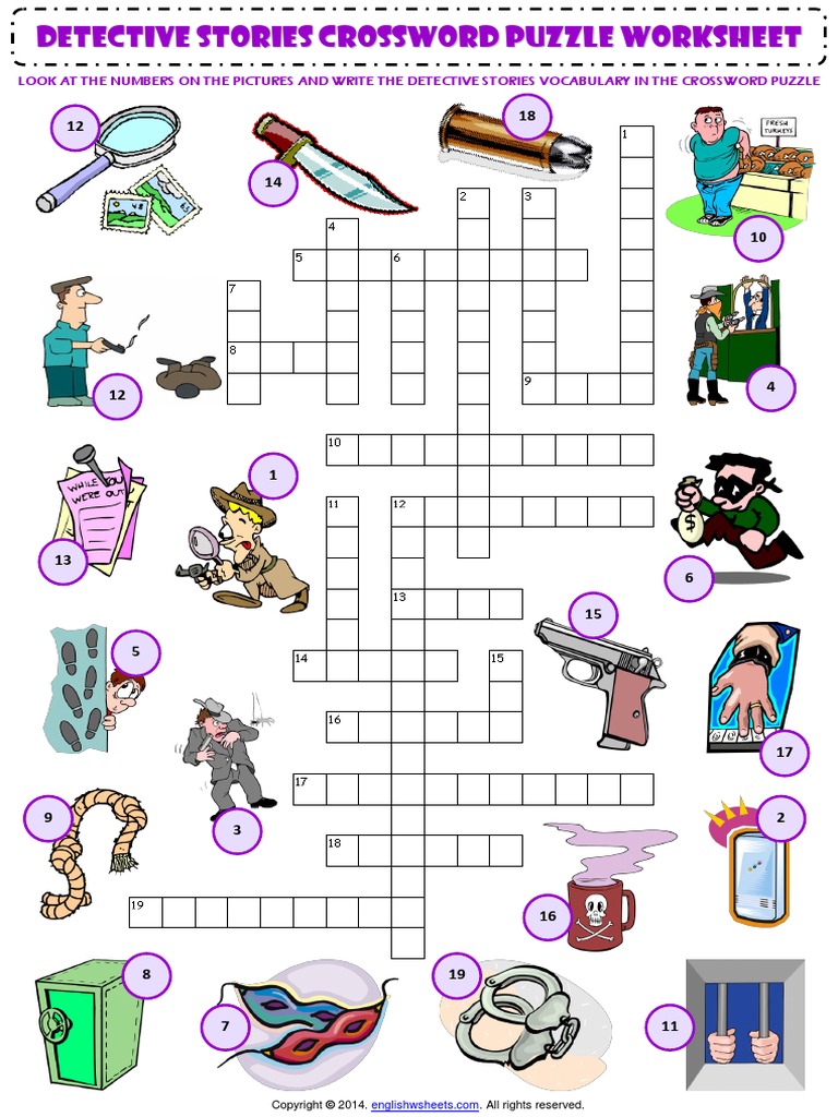 Detective Stories Esl Vocabulary Criss Cross Crossword Puzzle Worksheet
