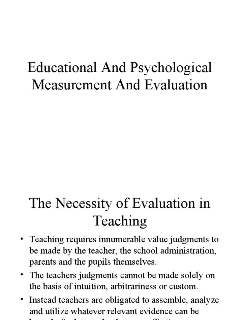 Educational and Psychological Measurement and Evaluation | PDF ...