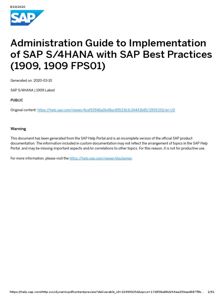 SAP S/4HANA 1909 Best Practices Guide | PDF | Scope (Computer Science ...