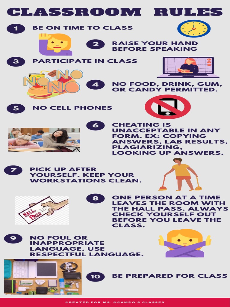 Classroom Rules and Expectations Guide | PDF