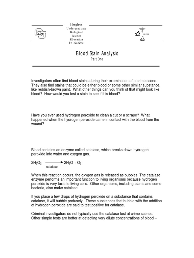 Blood Stain Analysis Hughes PDF Blood Type Catalase