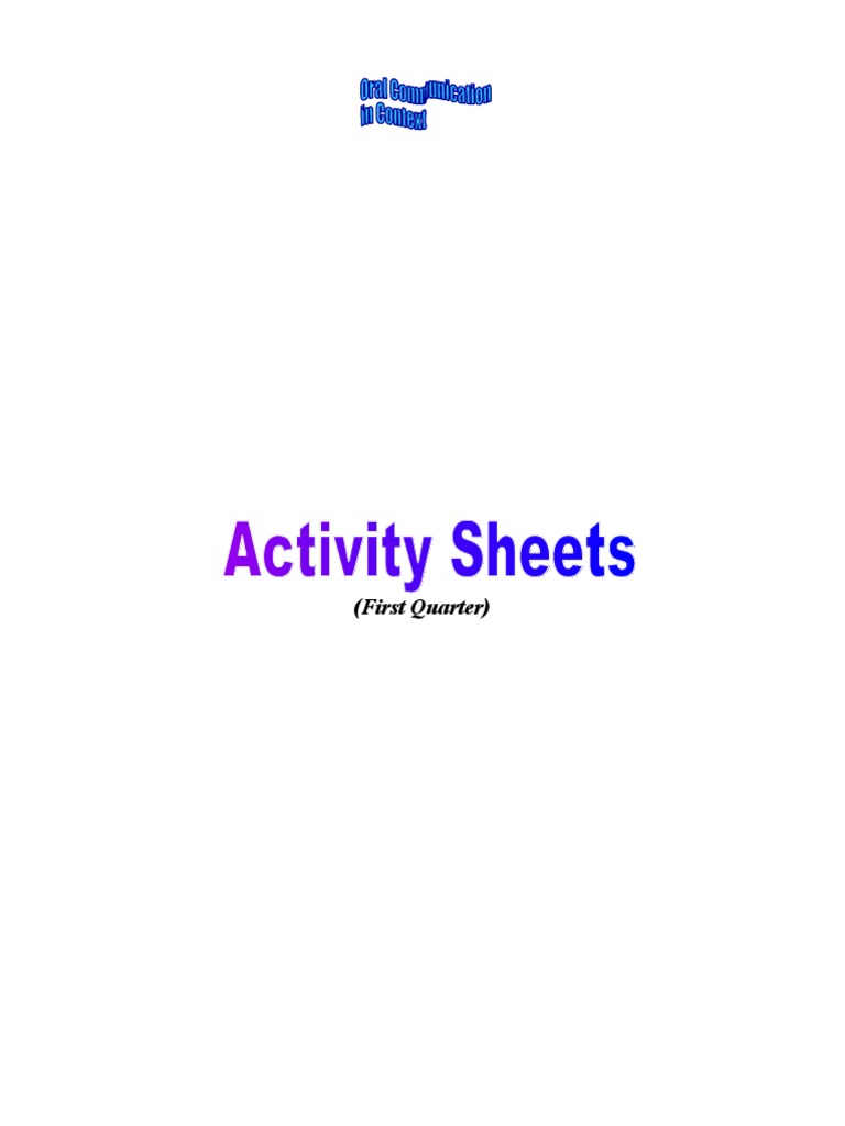 Oral Com Activity Sheet First Quarter Download Free Pdf Gesture