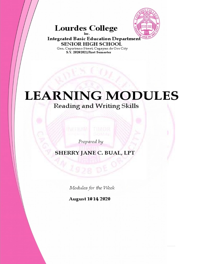 Learning Modules: Lourdes College | PDF | Brainstorming | Information