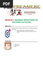 Meaning/ Importance of Rhythmic Activities: Objectives