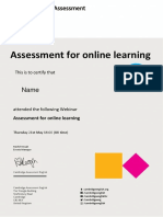 Assessment For Online Learning: This Is To Certify That