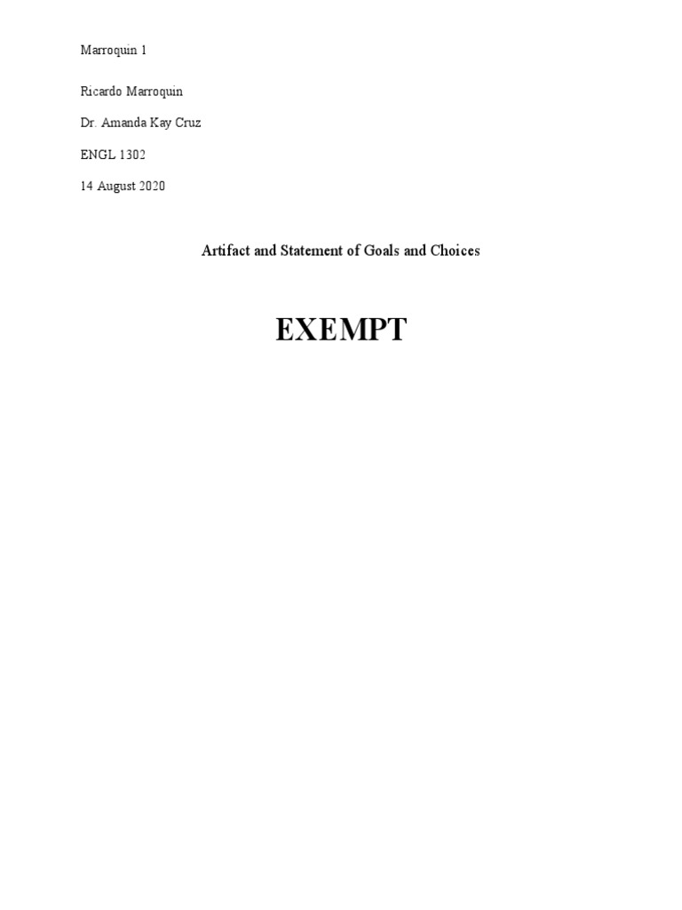 Artifact Assignment | PDF