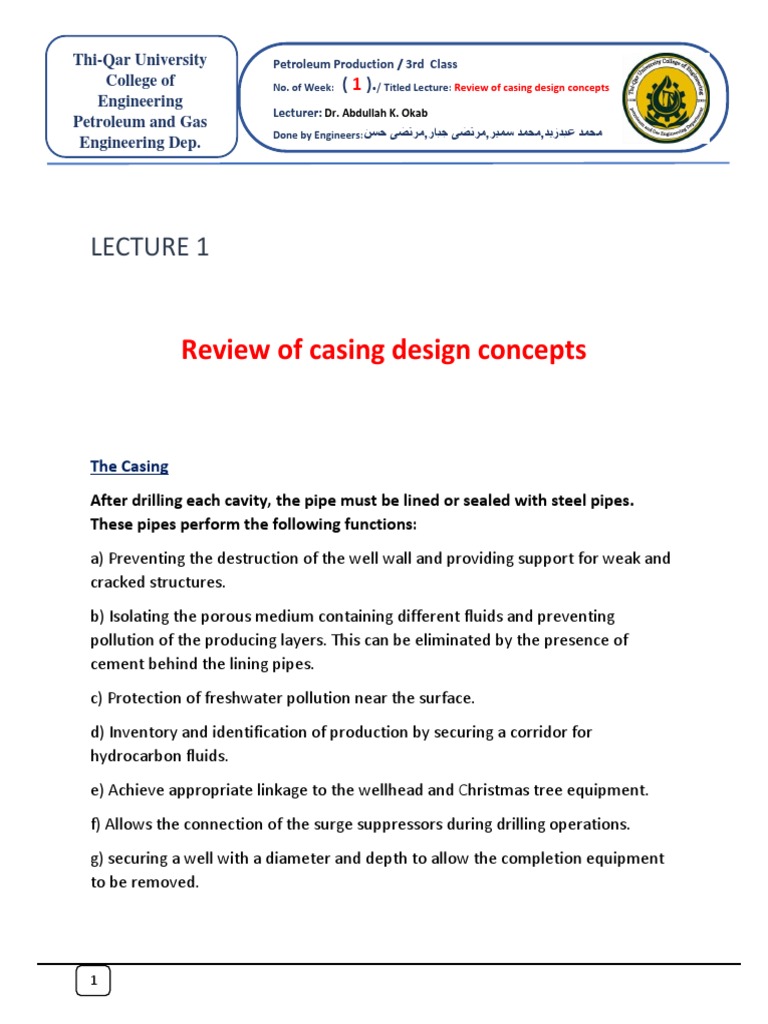 Petroleum Production Engineering I PDF Casing (Borehole