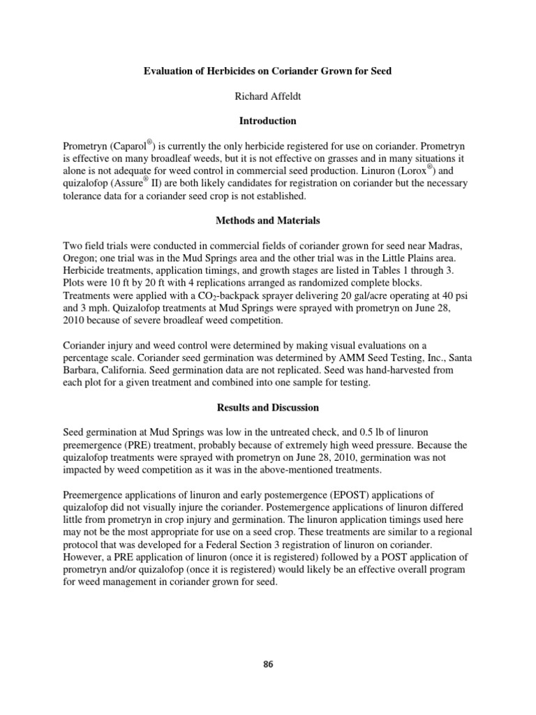 10 Herbicide Coriander Seed PDF Herbicide Weed