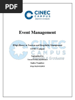 Event Management: BMGT (Hons.) in Tourism and Hospitality Management Cinec Campus Submitted by Index Number