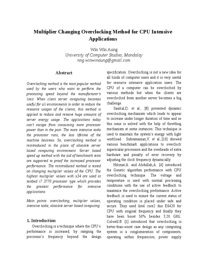 CPU Overclocking via Multiplier Adjustment | PDF | Benchmark (Computing ...