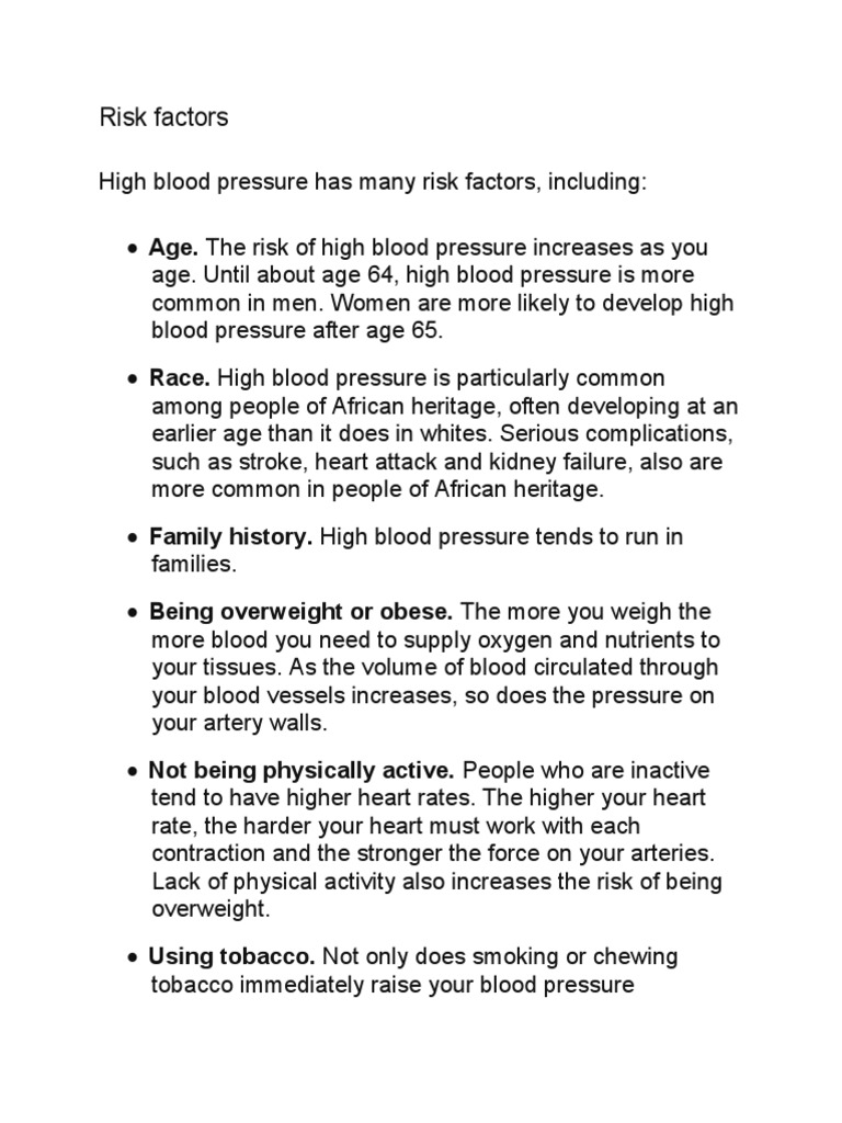 High Blood Pressure Risk Factors | PDF | Heart | Hypertension