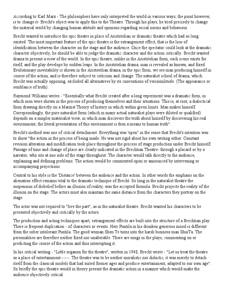 Brecht Epic Theatre | PDF | Theatre