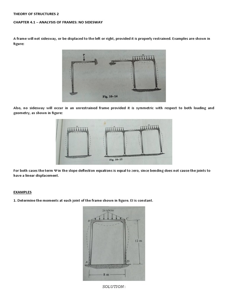 Analysis of Frames with Sidesway | PDF | Equations | Bending