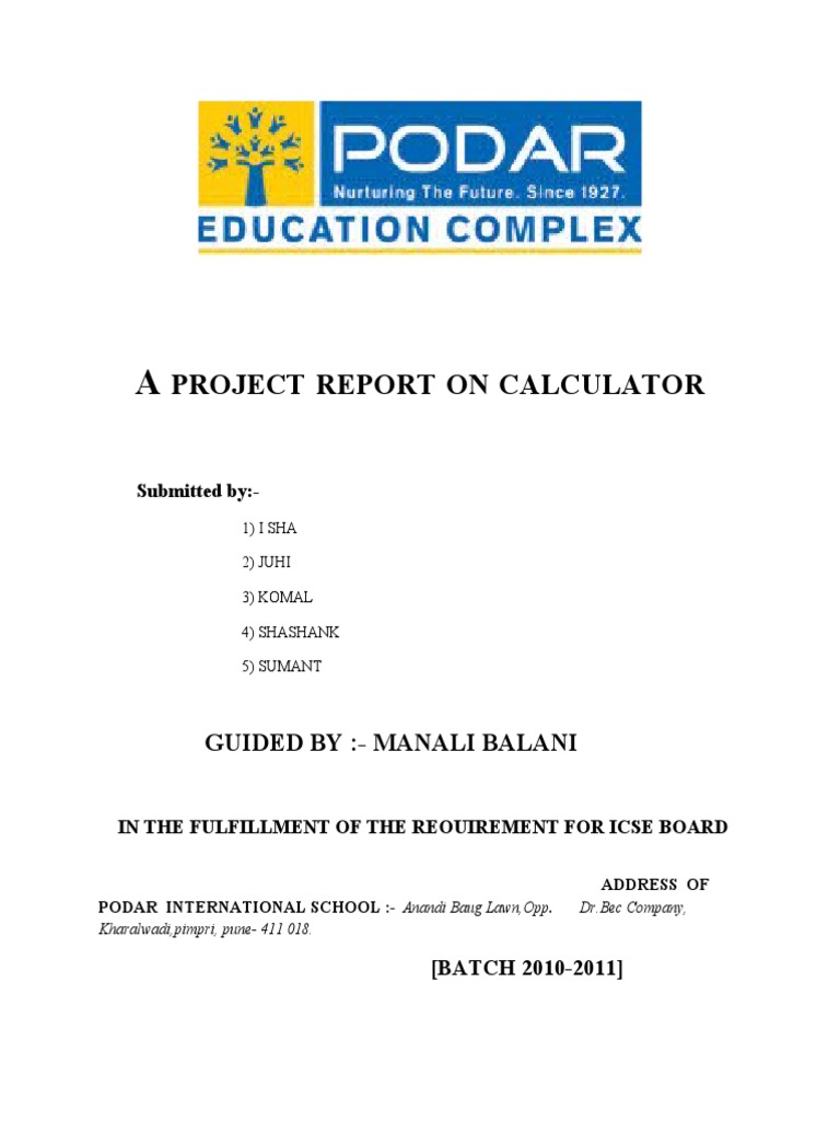 Project Report on Calculator System | PDF | Cyberspace | Computer Science