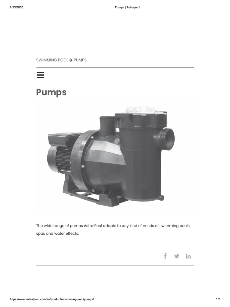 AstralPool Swimming Pool Pumps Guide | PDF