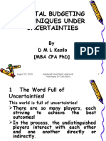 Capital Budgeting Techniques Under Uncertainties