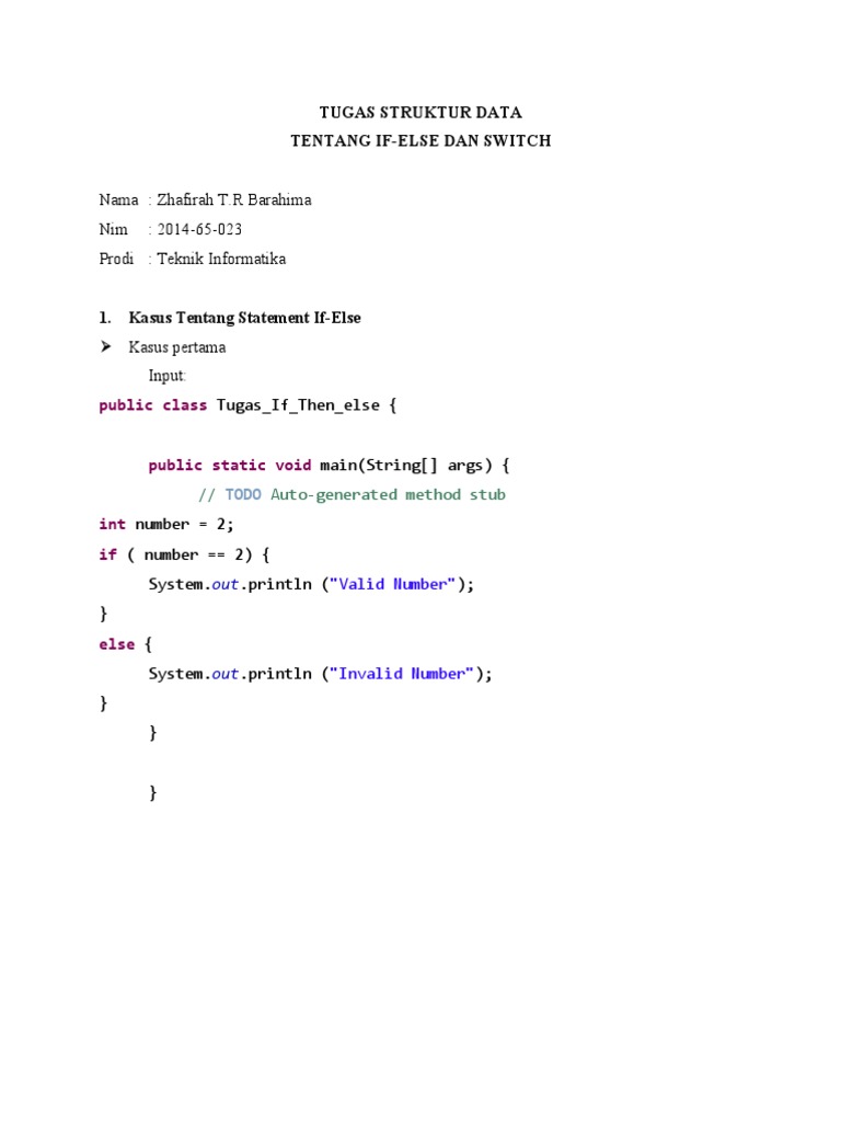 Tugas If - Else Dan Switch | PDF | Computers