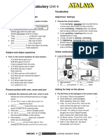 Grammar and Vocabulary Unit 4