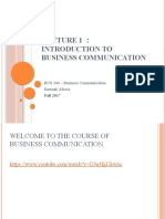 Lecture 1 - Introduction To Business Communication