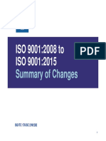 ISO 9001:2008 To ISO 9001:2015: Summary of Changes Summary of Changes