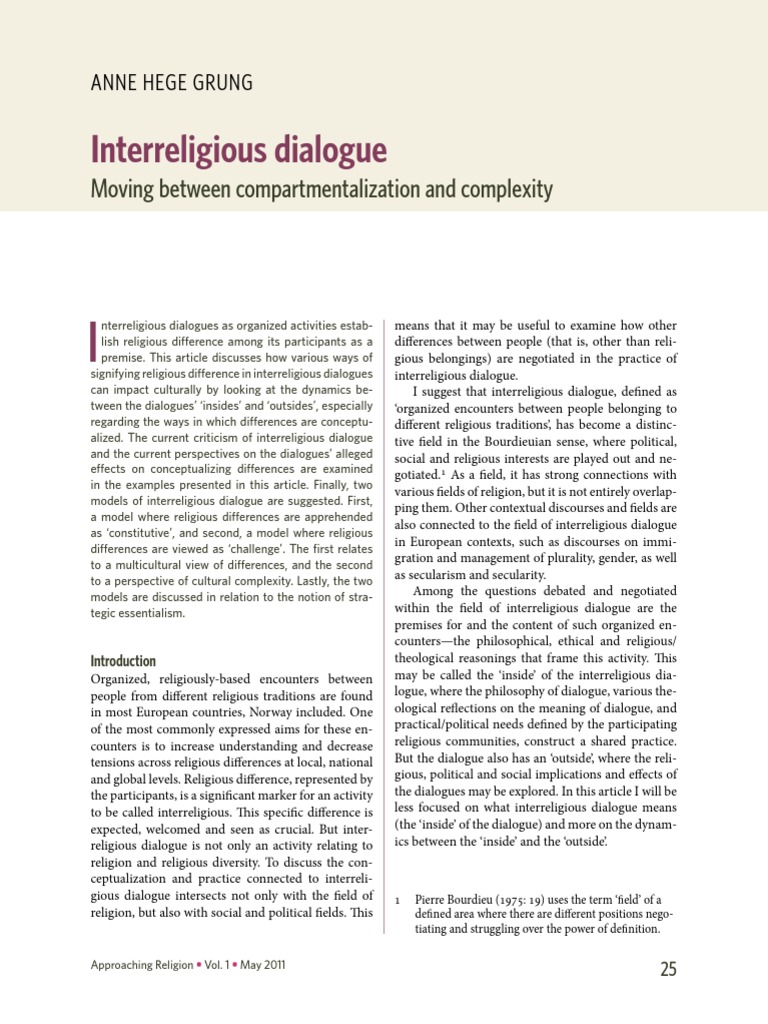 Interreligious Dialogue: Models and Impact | PDF | Interfaith Dialogue ...