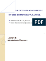 The Sokoine University of Agriculture: Cit 0100: Computer Applications