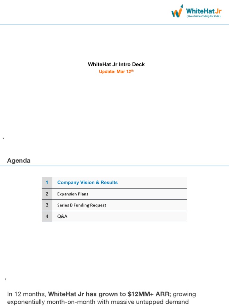 WhiteHat Jr Growth and Strategy Overview | PDF | Educational Technology ...