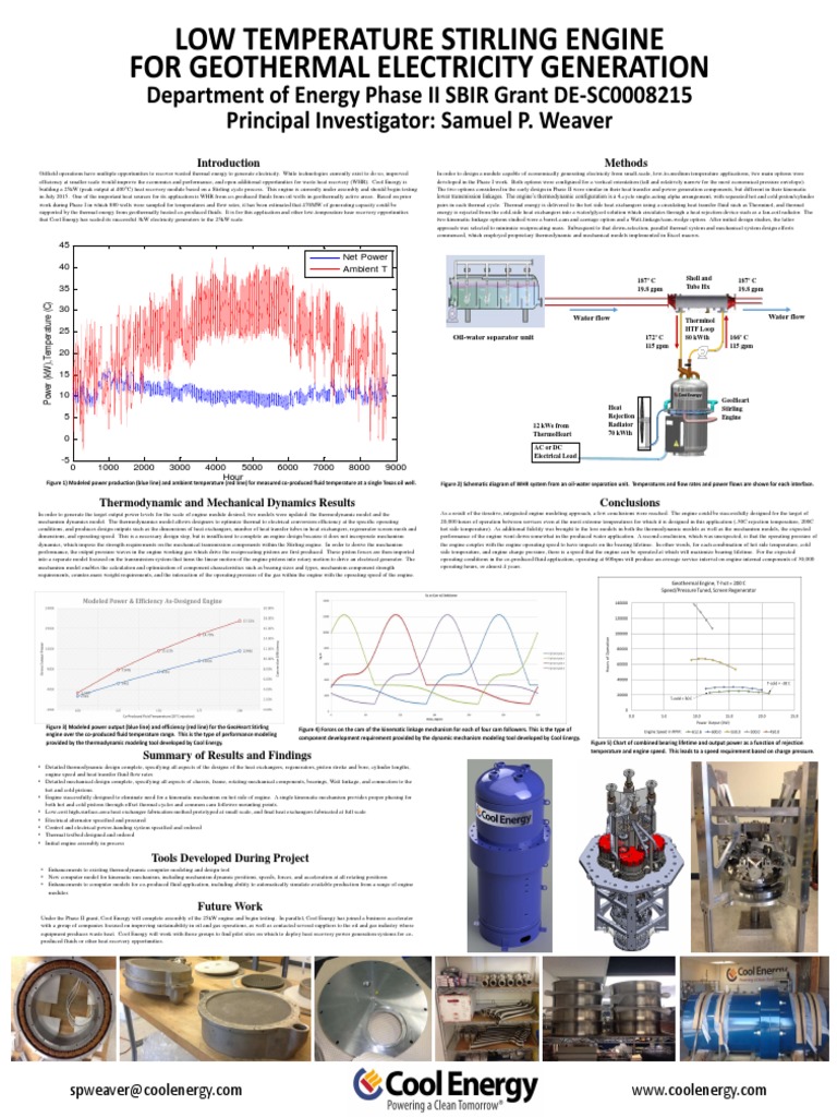 Low-Temperature Stirling Engine for Geothermal Power | PDF | Heat | Engines