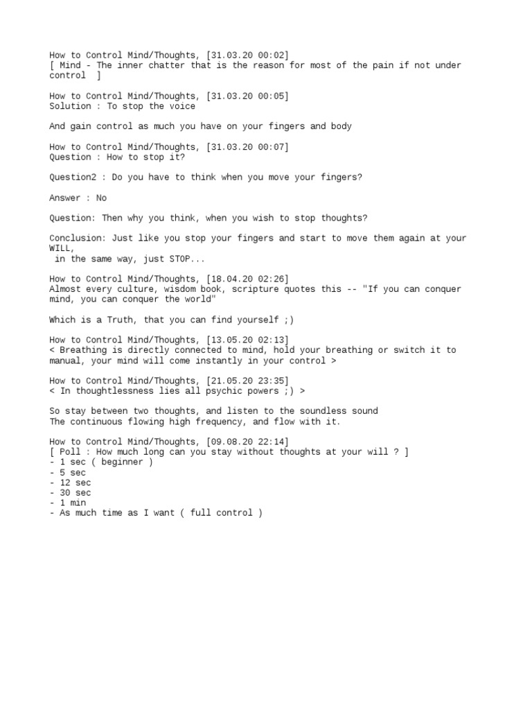 How To Control Mind Thoughts Pdf