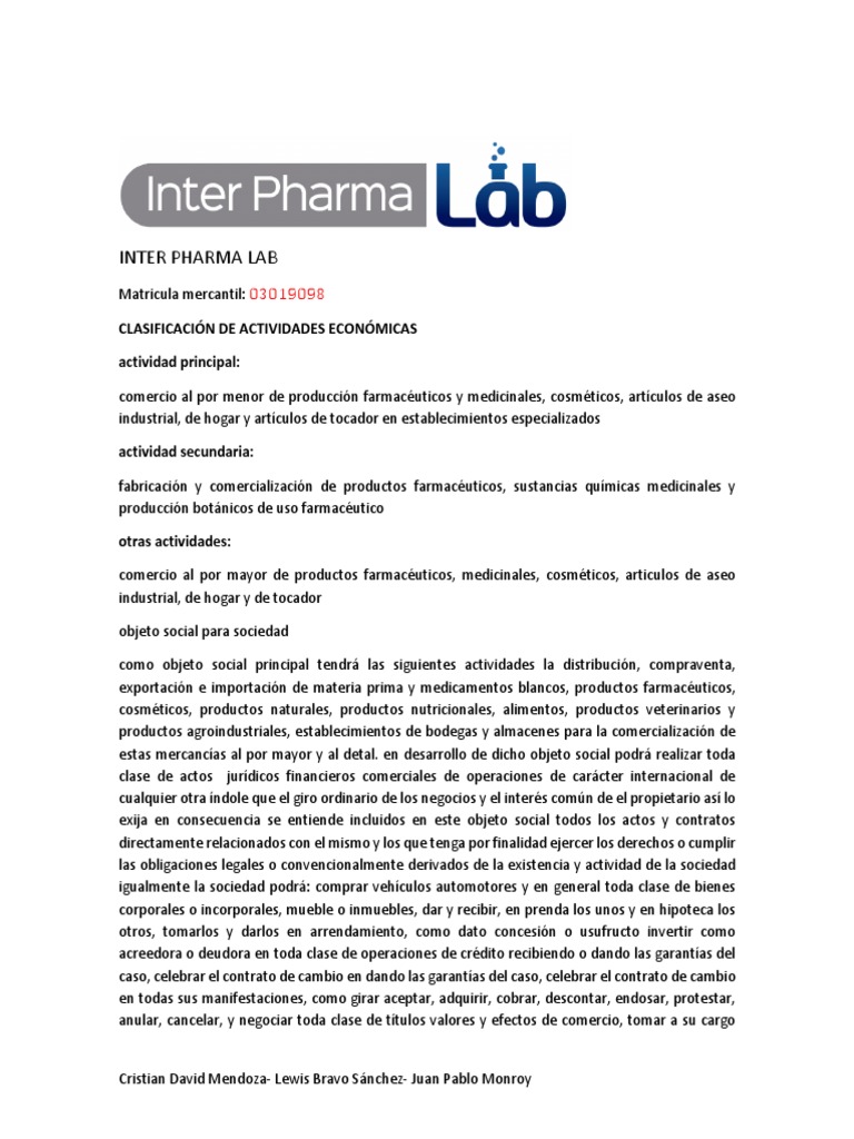 Inter Pharma Lab: Comercio y Distribución Farmacéutica | PDF ...