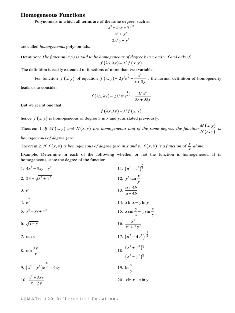 An Introduction to Homogeneous Functions and Their Application to ...
