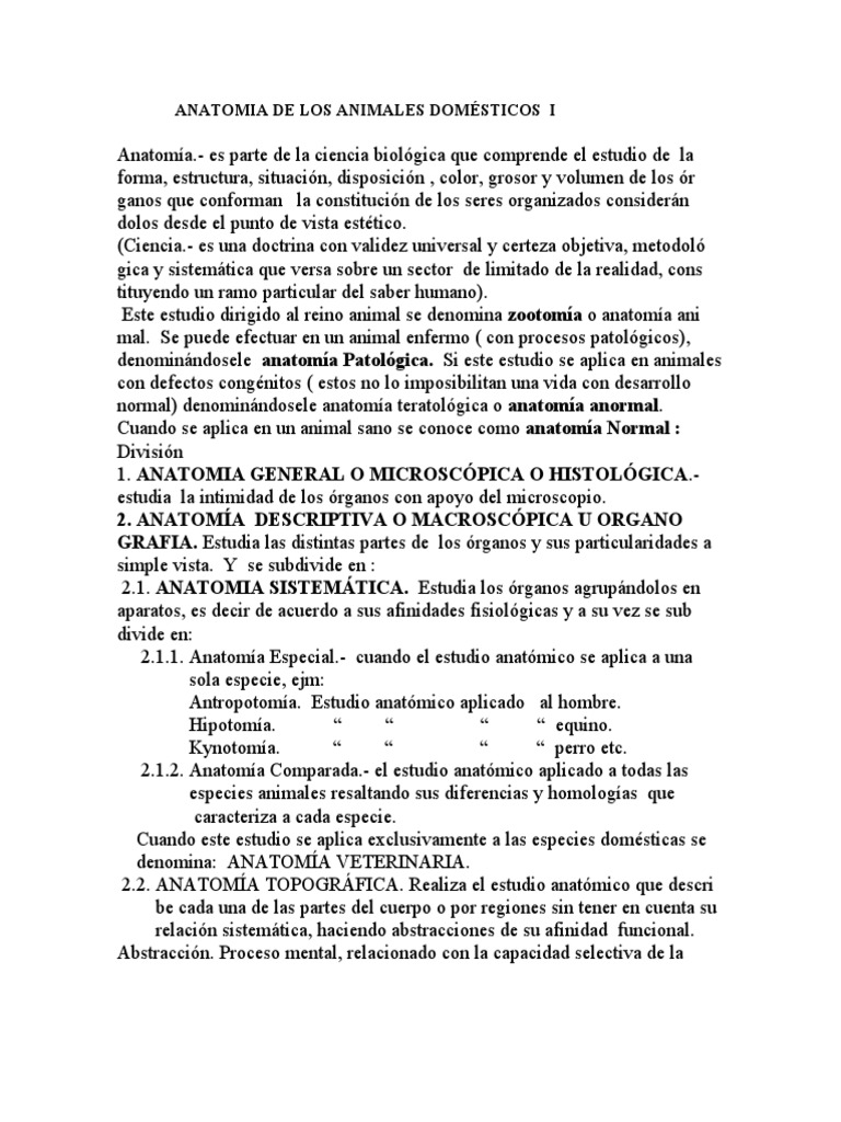 Anatomía Animal I Generalidades Pdf órgano Anatomía Anatomía