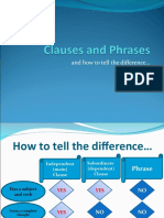 How to tell the difference between independent, subordinate clauses and phrases