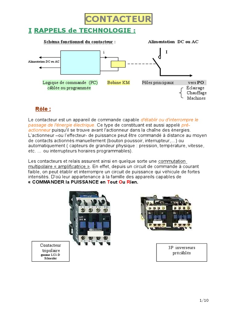 Relais électromécanique Et Son Schéma Et Son Plan D intégration Contacteur PDF | PDF | Courant continu haute tension | Interrupteur