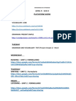 Level Ii - Unit 2 Plataform Work: Monday Vocabulary: Jobs