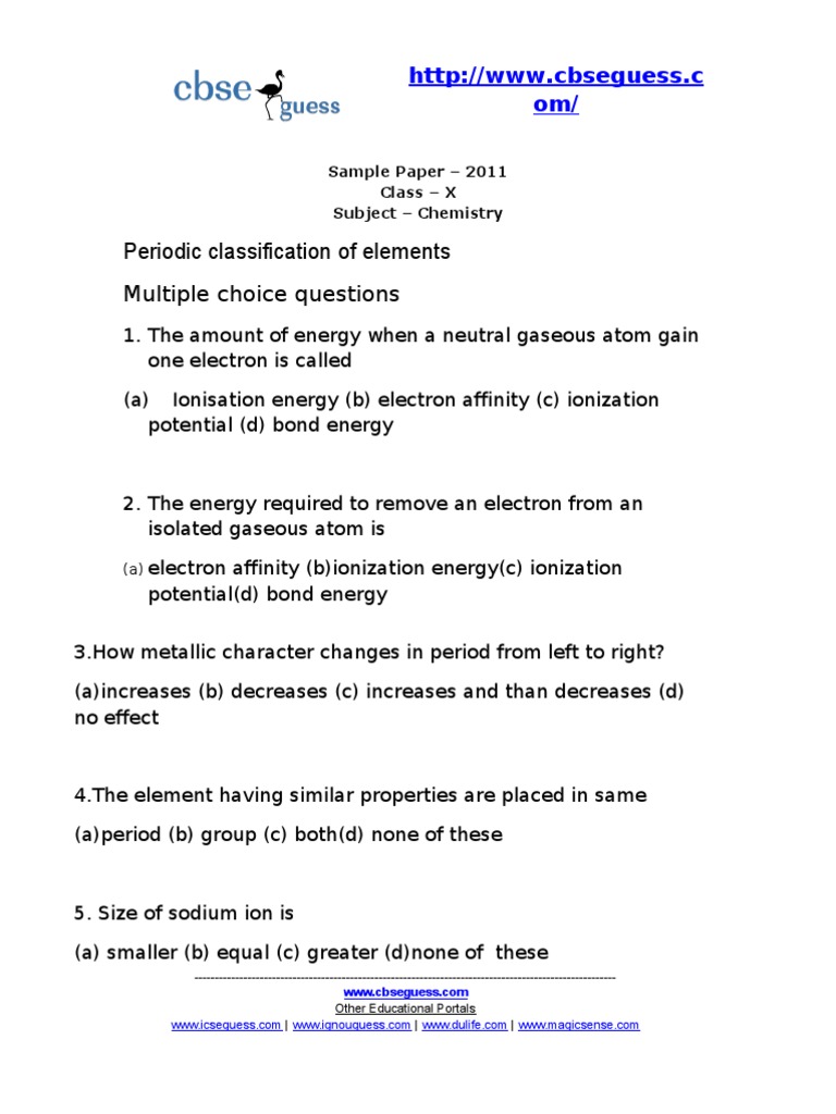 periodic table questions ionization periodic table