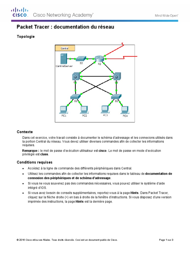 1.1.2.9 Packet Tracer - Documenting The Network Instructions | PDF ...