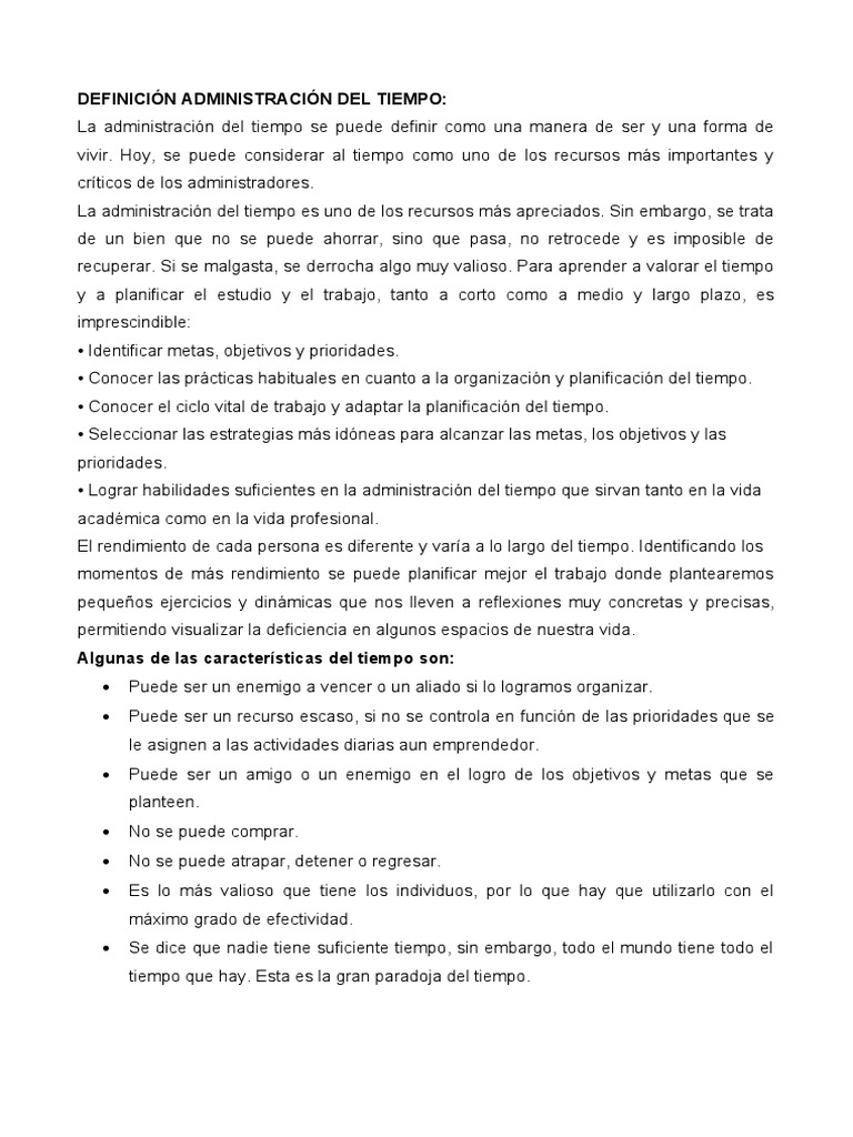 Claves para una Efectiva Administración del Tiempo | PDF ...