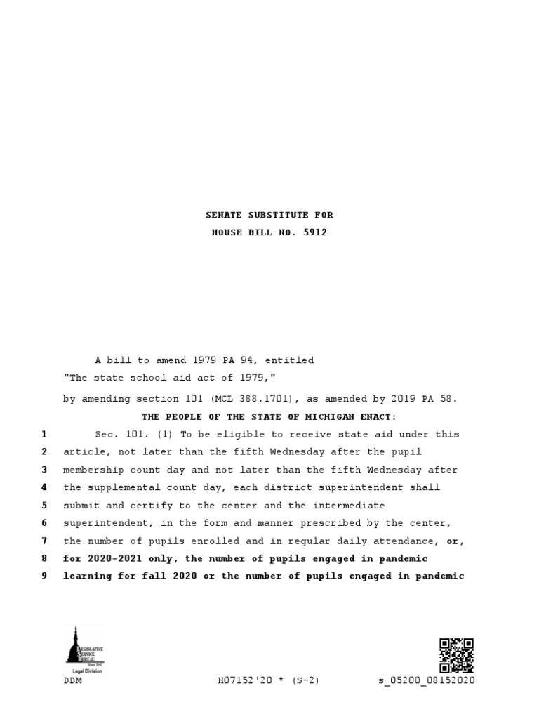 Senate Substitute For House Bill No. 5912 PDF Teachers Communication