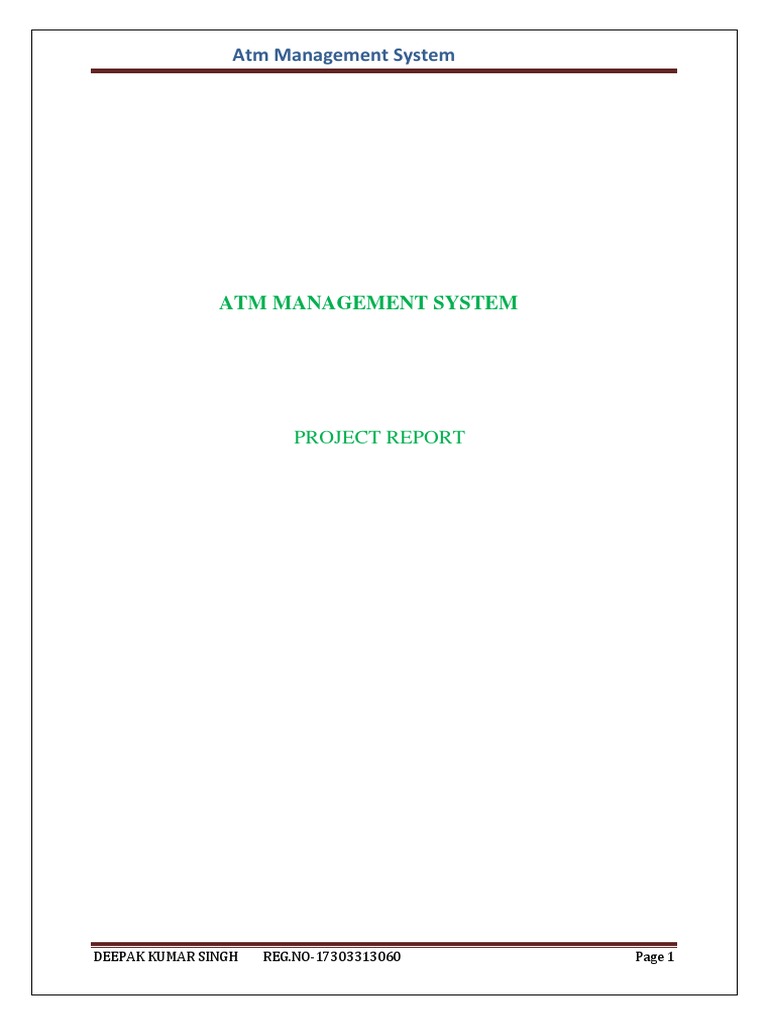 ATM Management System Project Report | PDF | Microsoft Access ...