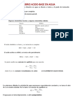 Equilibrio Acido-Base en Agua: Ejemplos