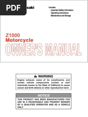 Kawasaki Z1000R オーナーズマニュアル z1000 Owner Manual | PDF | Gasoline | Motorcycle