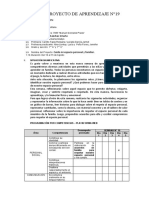 Proyecto de Aprendizaje N°19: I. Datos Generales