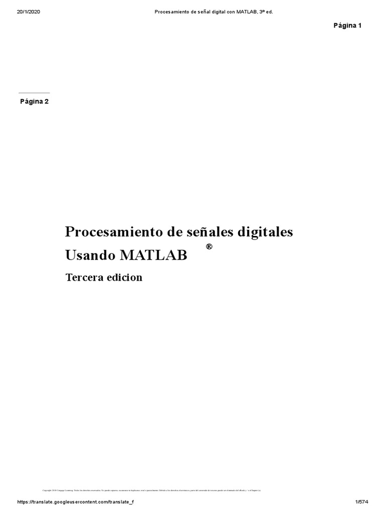 Procesamiento de Señal Digital Con MATLAB, 3 Ed | PDF | Publicación ...